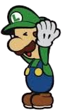 a png of Luigi with his hands on his head, as if scared, facing left.