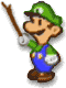 a gif of Luigi standing, holding a stick in one hand, and opening/closing his mouth. this picture's normal aspect ratio is the same as the other pictures, so it does not expand on click.